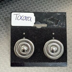 Tocara Silver-Tone Round Statement Earrings